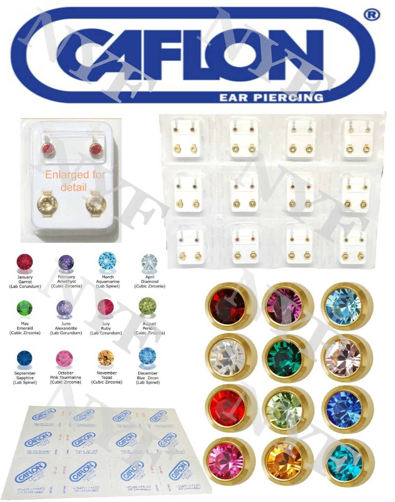 Ear Piercing Earring Studs 1 pr or 12 prs Caflon Studex Sterile Surgical Steel