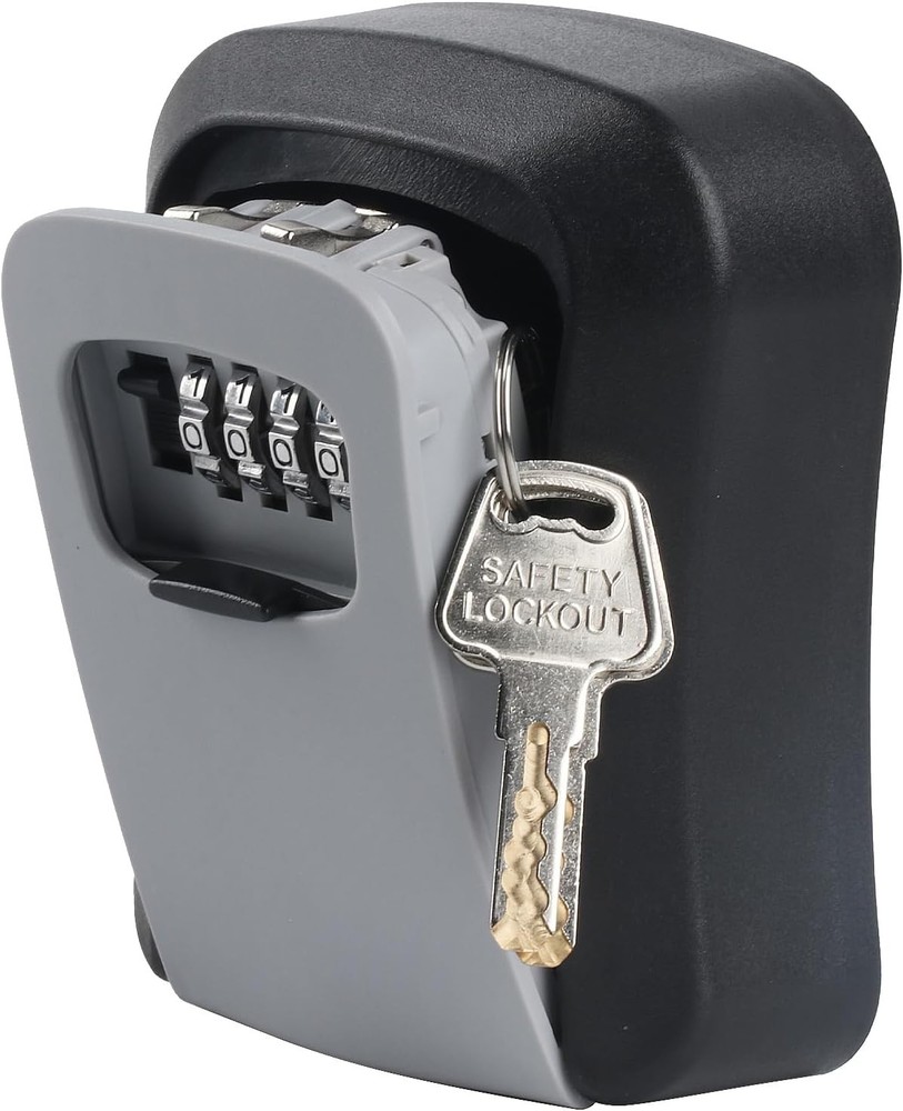 Key Lock Box for Outside, Wall Mounted, Waterproof Resettable Code Safe...