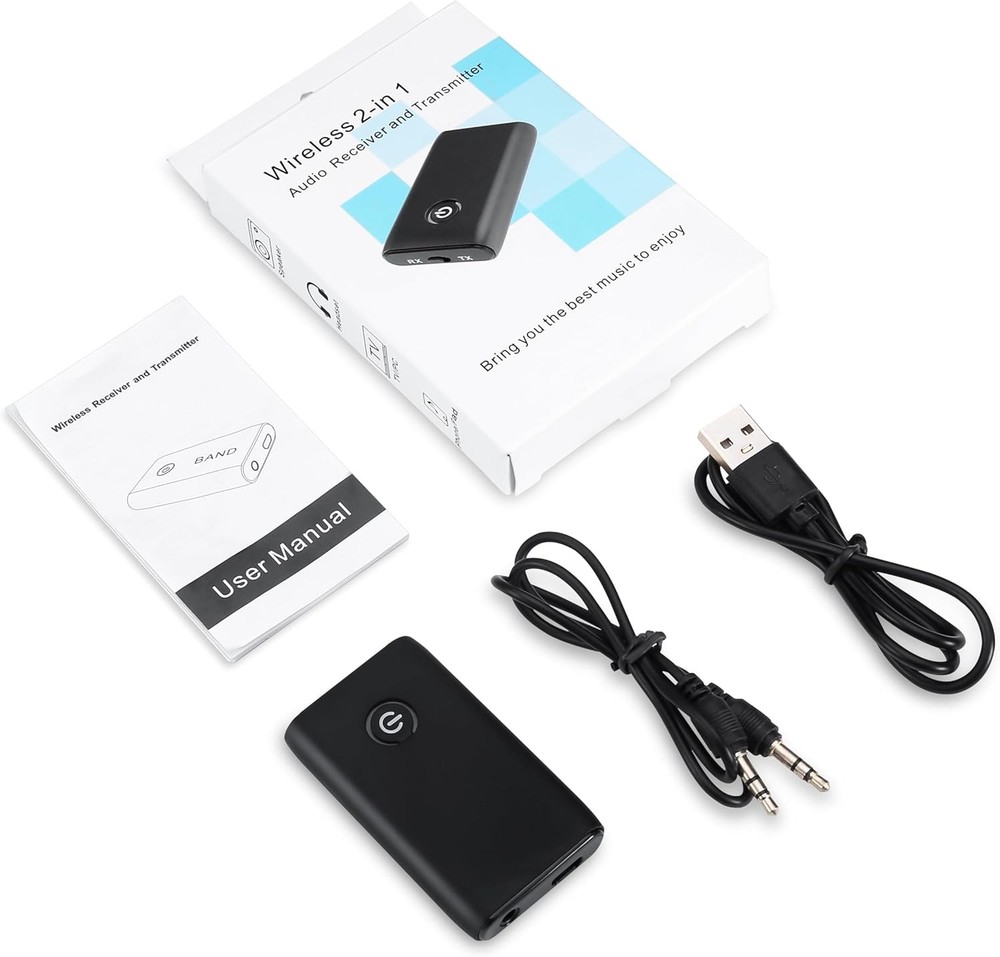 Aux Bluetooth Adapter for Car, Upgraded 5.3 Transmitter Black