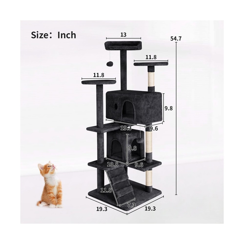 PayLessHere Cat Tree 54in Cat Tower with Cat Scratching Post,Multi-Level Cat ...