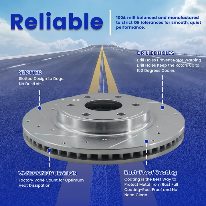 Front Drilled Rotors + Brake Pads for Toyota Sienna Highlander Lexus RX350 NX300