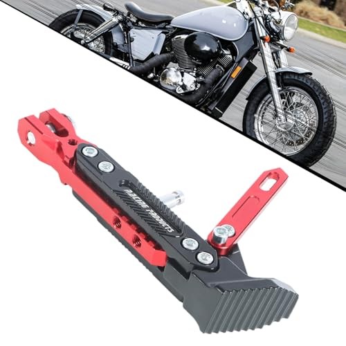 Motorcycle Universal Foot Side Bracket Adjustable Support Kickstand CNC Red