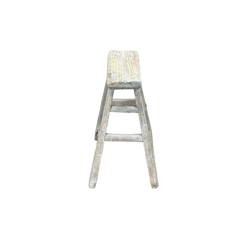 Rustic Raw Rough Wood Grain Rectangle Slim Stool Bench Side Table ws4591