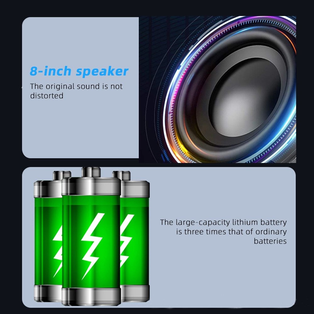 Portable Bluetooth Speaker Subwoofer Remote Control Built-in Micr Rechargeable
