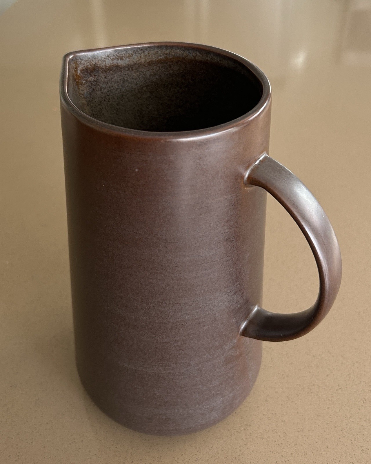 New With Tags Hearth & Hand Magnolia Stoneware Pitcher 2‑Qt Brown Reactive Glaze