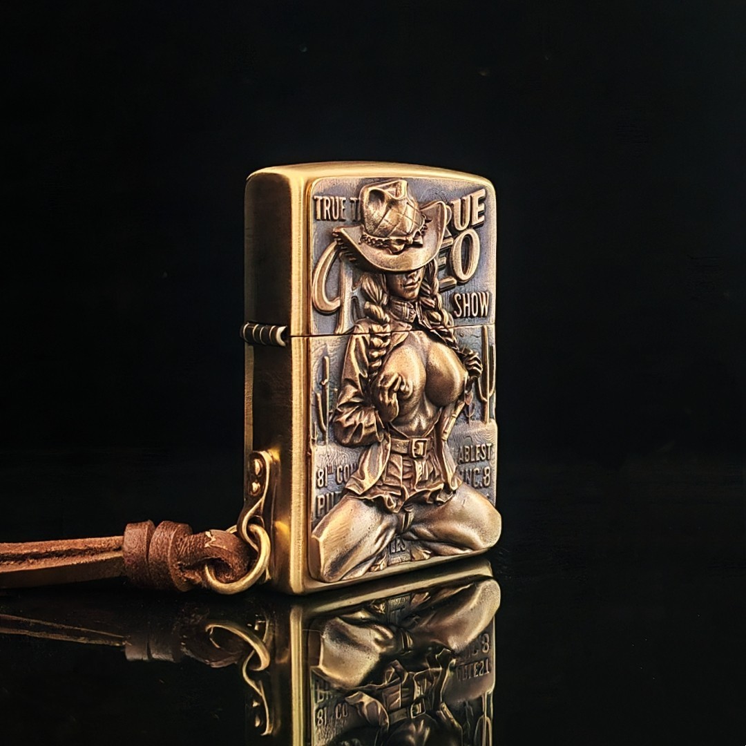 Cool Zippo Lighter with Cowboy Girl Design Gift For Men