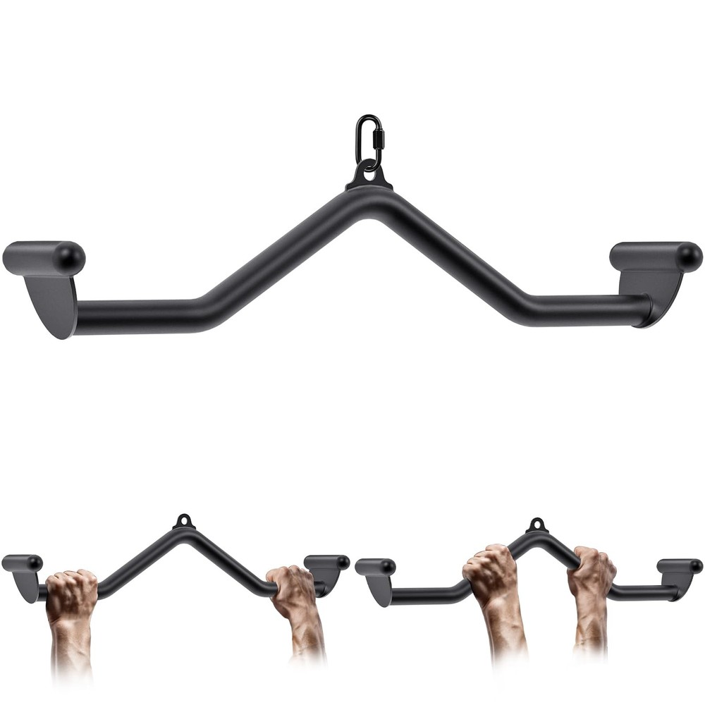 28" LAT Pull Down Bars Cable Machine Attachment, Rowing T-bar V-bar Set, Back...