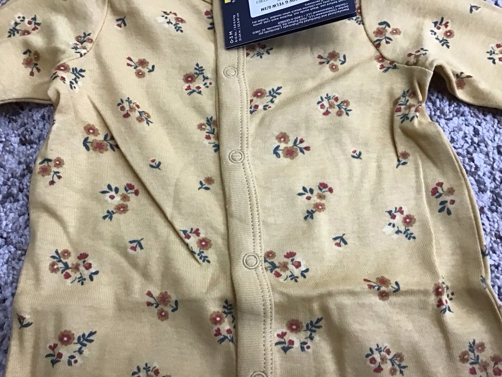 NEW INFANT GIRL'S 0-3 Month MODERN MOMENTS BY GERBER Onsie COVERALL Yellow (GM2)