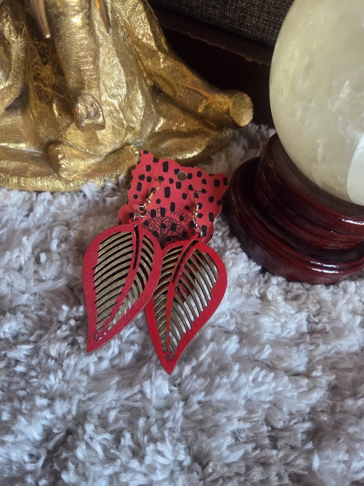 Handmade hand painted leaf earrings