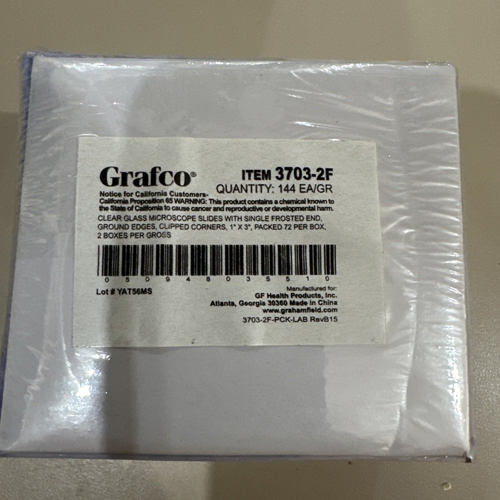 Grafco 3703-2F Microscope Slides Ground Edges Clipped Corners 1"x3"