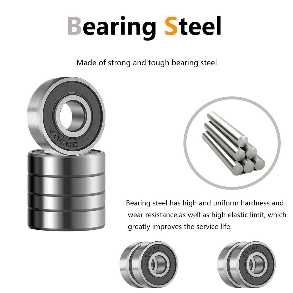 20Pcs 608 2RS Double Rubber Sealed Steel Miniature Deep Groove Ball Bearings