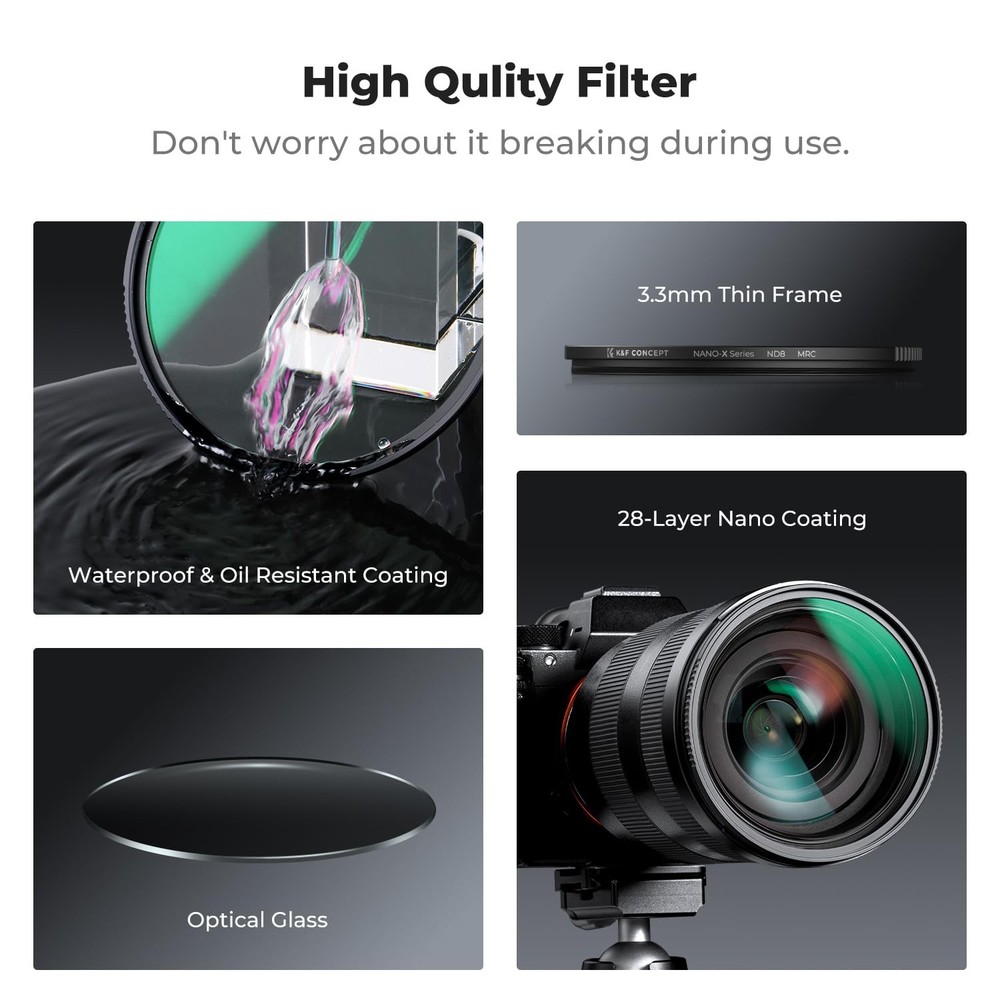 52mm ND64 Lens Filter 6-Stop Fixed Neutral Density Filter 28 Multi-Layer Coat...