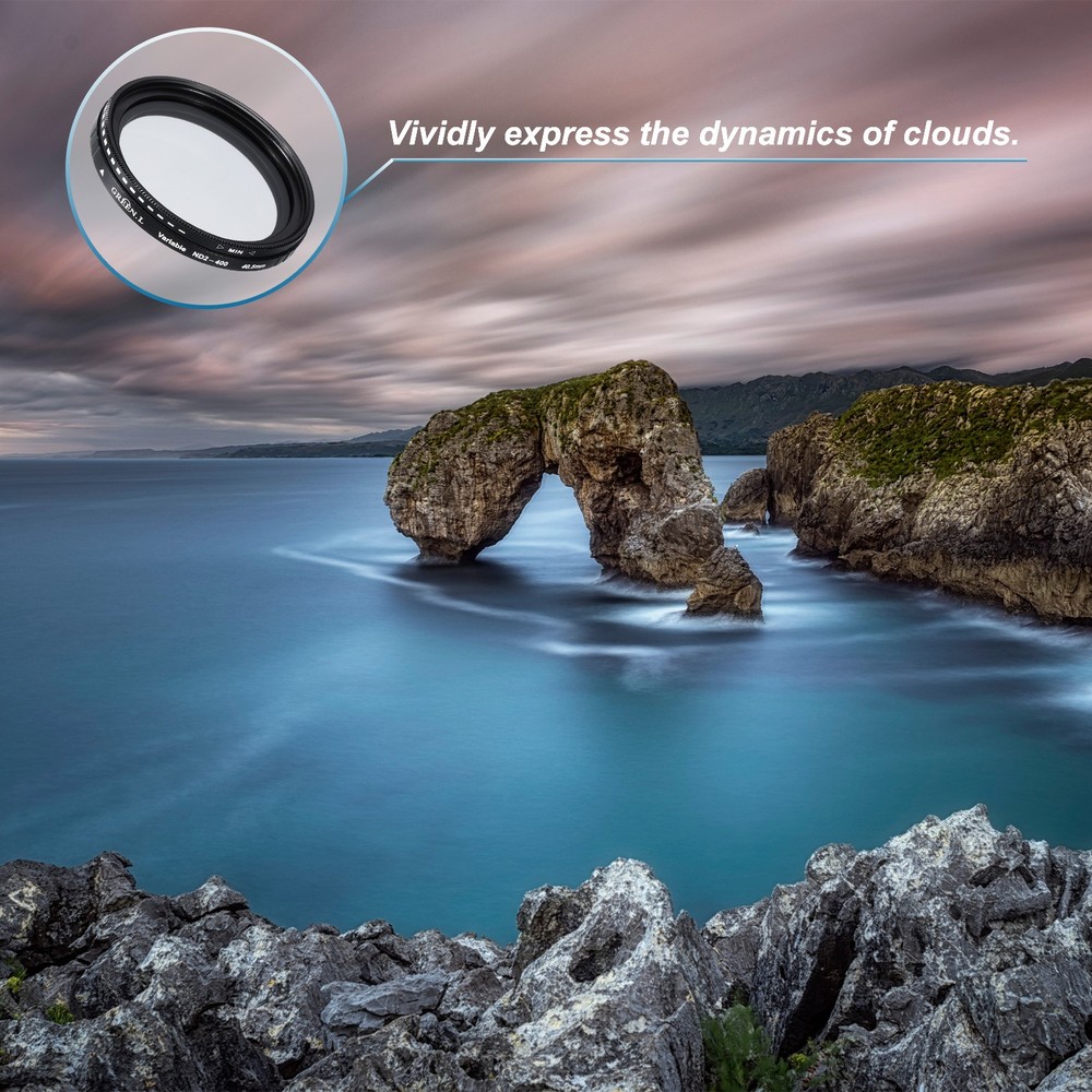 ND2-400 Lens Filter Variable Neutral Density Lens Filter 40.5mm 2 Pcs
