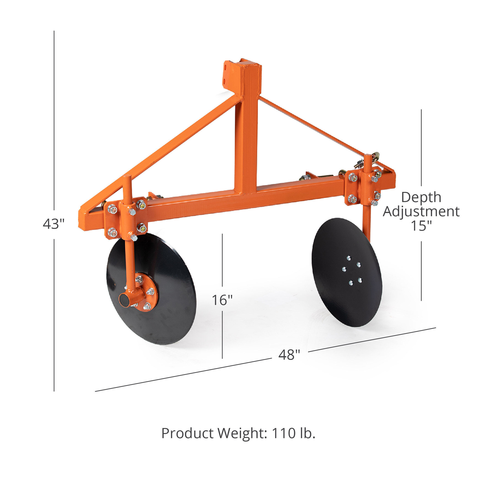 Titan Attachments Orange 48" Adjustable Disc Bedder, Category 1, 3 Point QH1