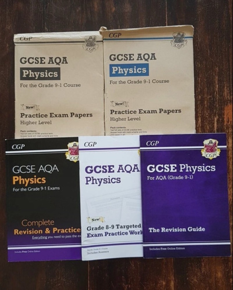 GCSE AQA Physics CGP Bundle- revision guide, revision & practice (&papers) exam