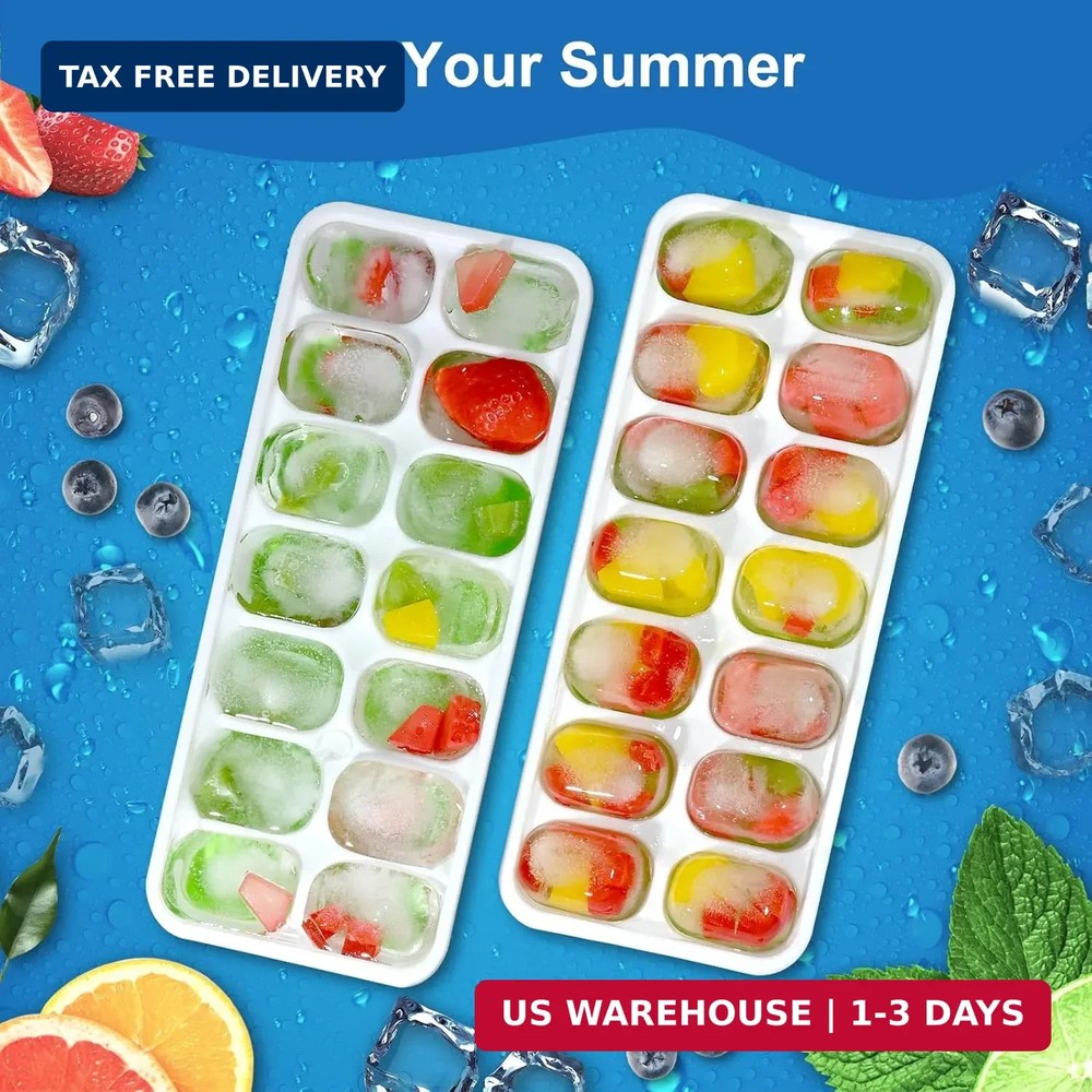 5 Pack 70 Cube Silicone Ice Cube Trays for Freezer with Lids, Easy-Release Stack