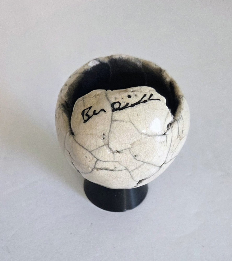 Ben Diller Raku Art Pottery Cracked Egg Turtle Shell Replacement Piece Signed