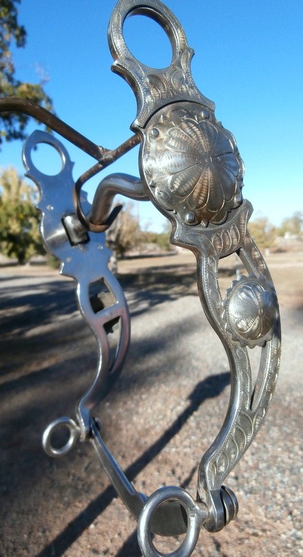 Vintage Silver Concho Low Port Heavy Weight Horse Show Curb Bit 2 in. Conchos