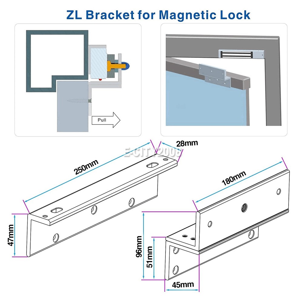 Access Control L&Z Bracket For 600Lbs 280KG Electromagnetic Lock US