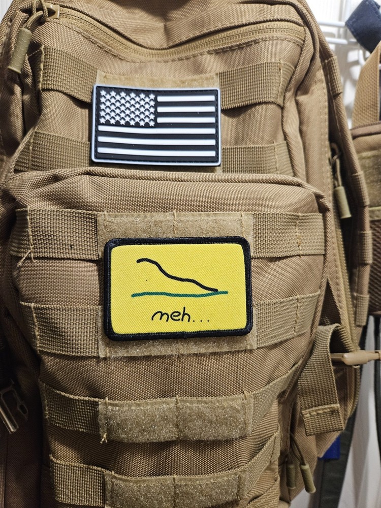 Meh badly drawn Gadsden flag meme 2"x3" hook & loop patch