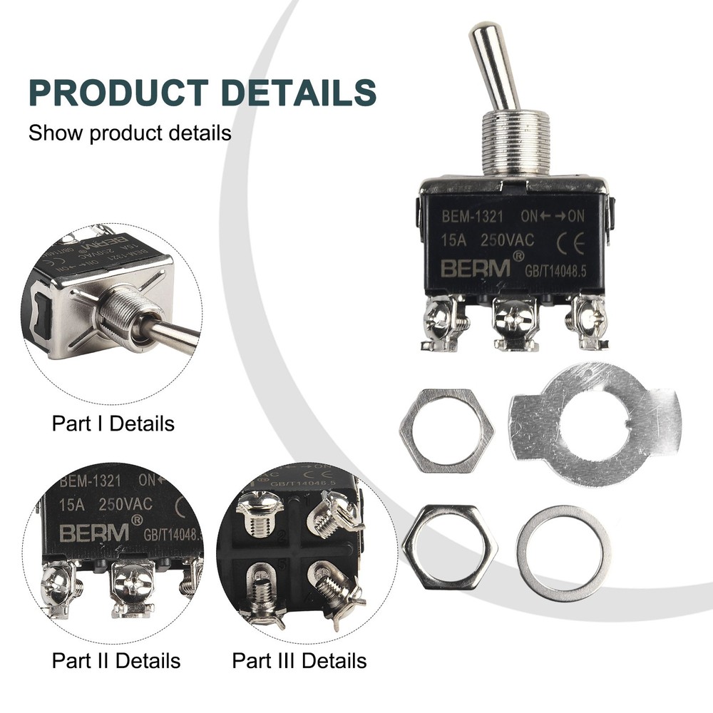 Tact Switch Button Switch 20A125VAC 500VDC 50m??max DOUBLE POLE ON/OFF/ON