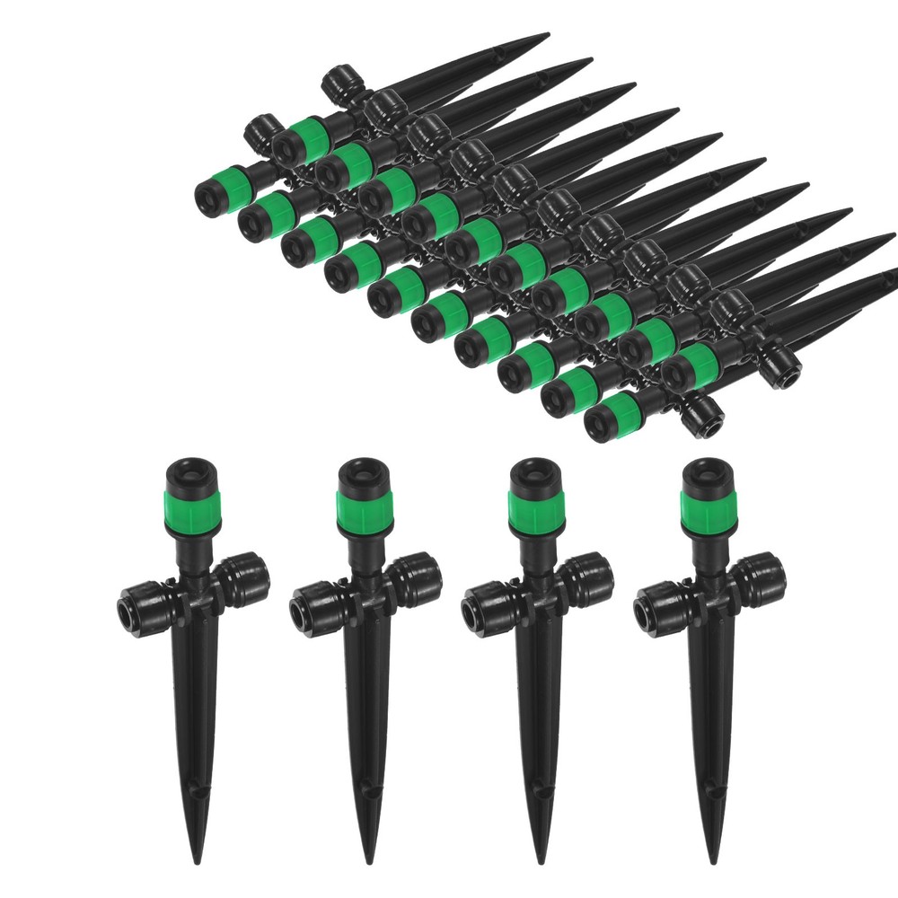 24-Pack Drip Irrigation Emitters, Adjustable 360 Degree, Dark Green