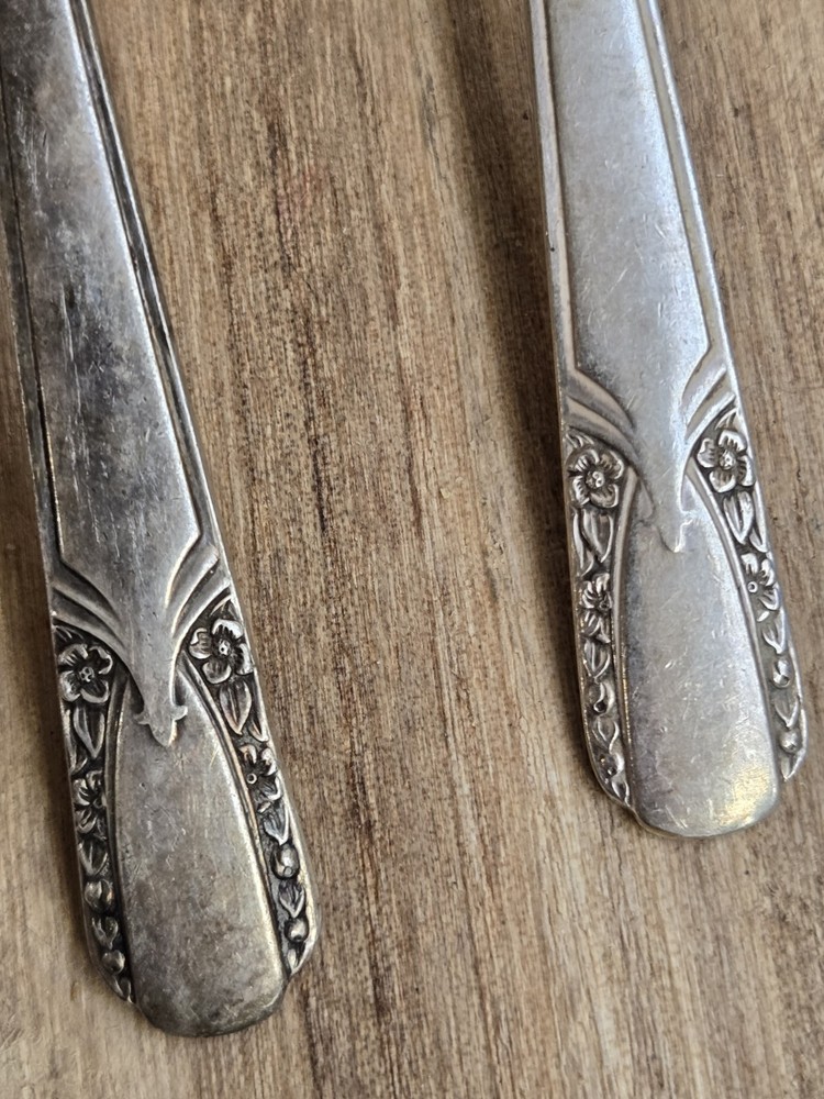 2 Vintage H Wm. Rogers Original Rogers 7-2/16” Silver Plate Serving Spoons