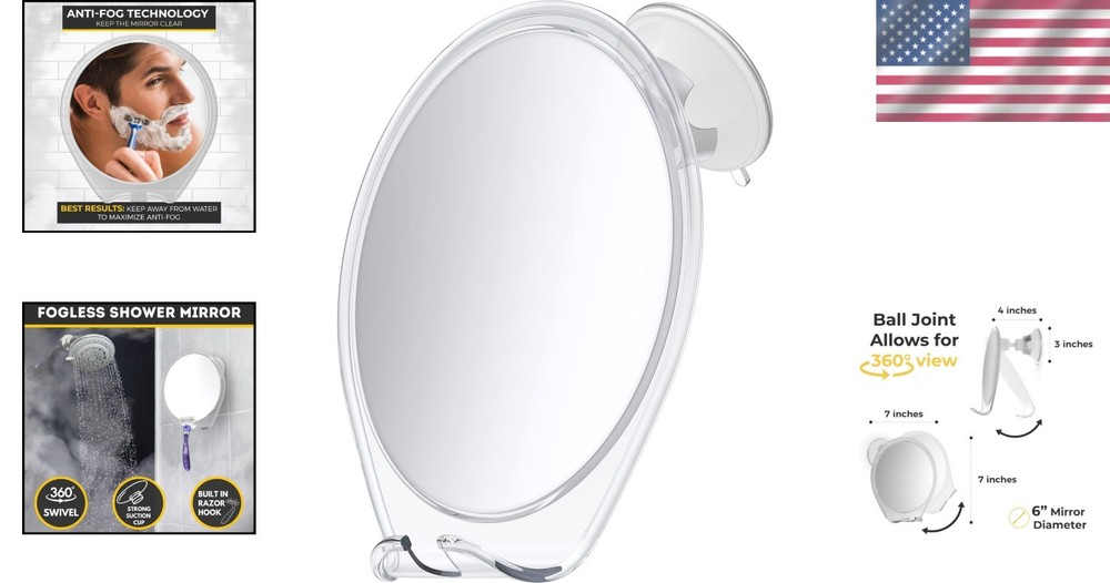 Fogless Shower Mirror - White