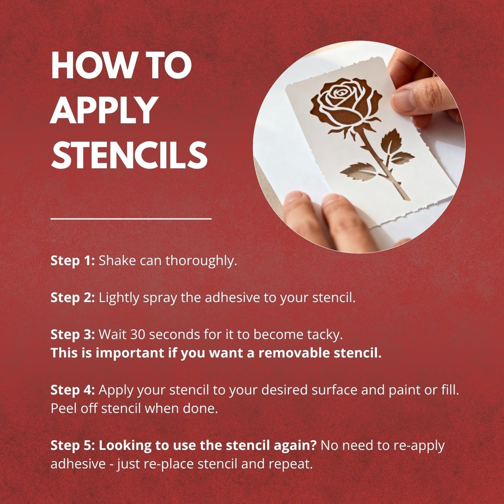 Stencil Ease Stencil Adhesive Spray – Repositionable, Low-Tack Temporary H