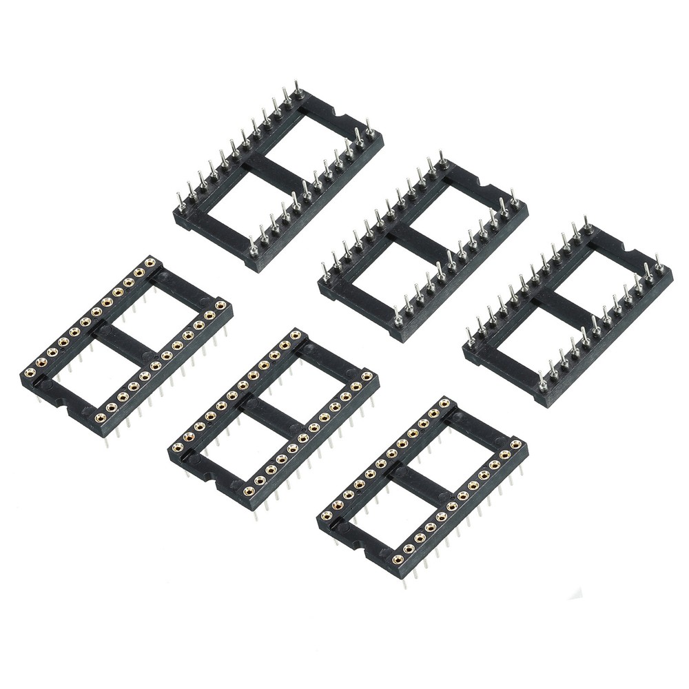 DIP IC Chip Socket Adapter Round Pin 24P 2.54mm Pitch IC Socket, 6 Pack