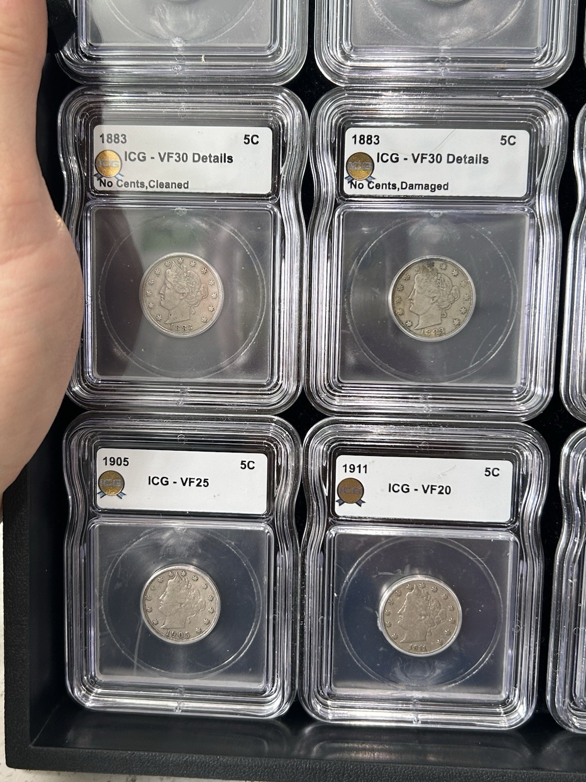 SASA Lot Of (12) 1883-1911 liberty V nickel ICG Graded Details