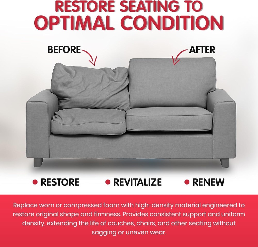 Versatile Upholstery Foam Replacement - High Density 3" Thick, Ideal for Seating