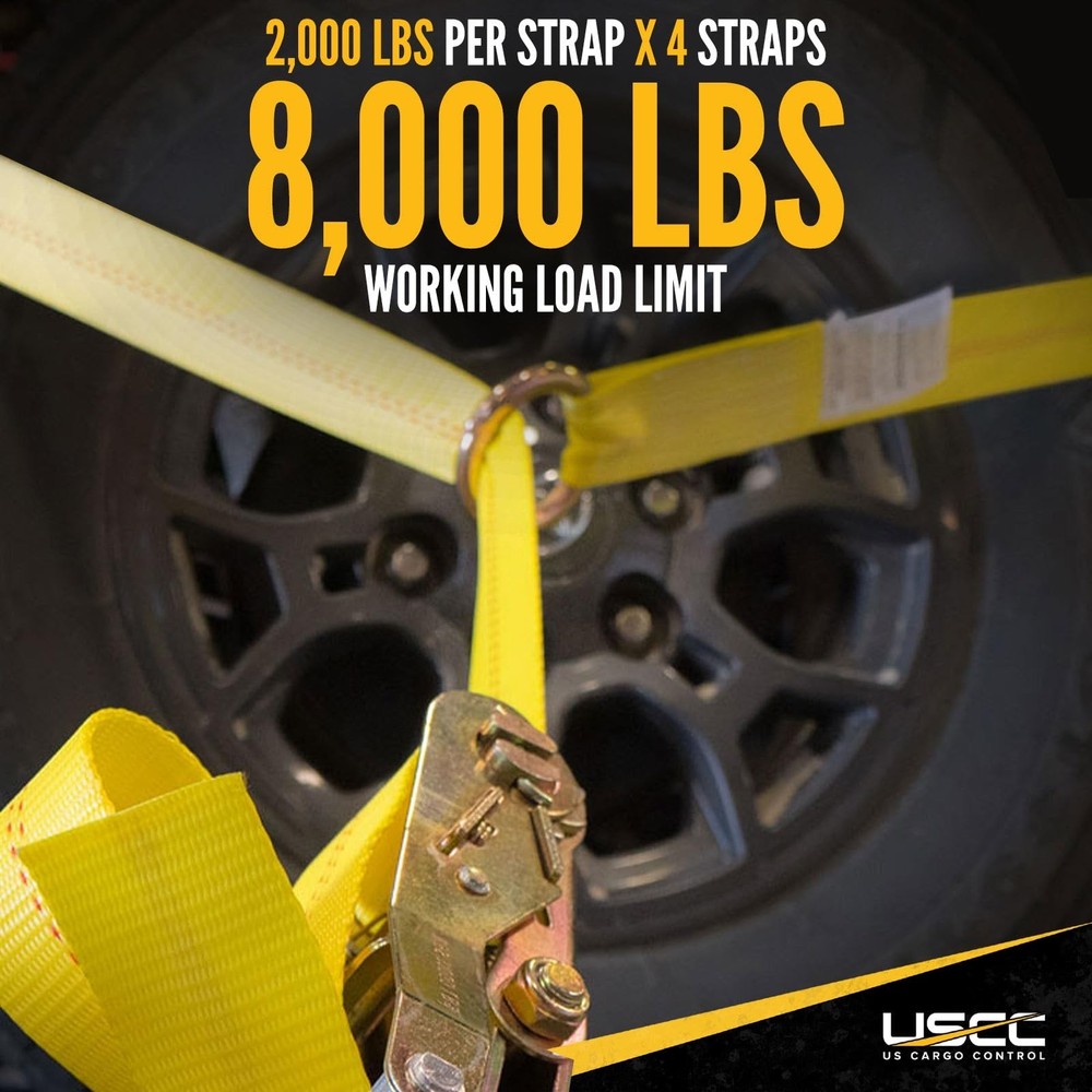 US Cargo Control Side Mount Wheel Nets with Ratchets and Flat Hooks (4-Pack),...