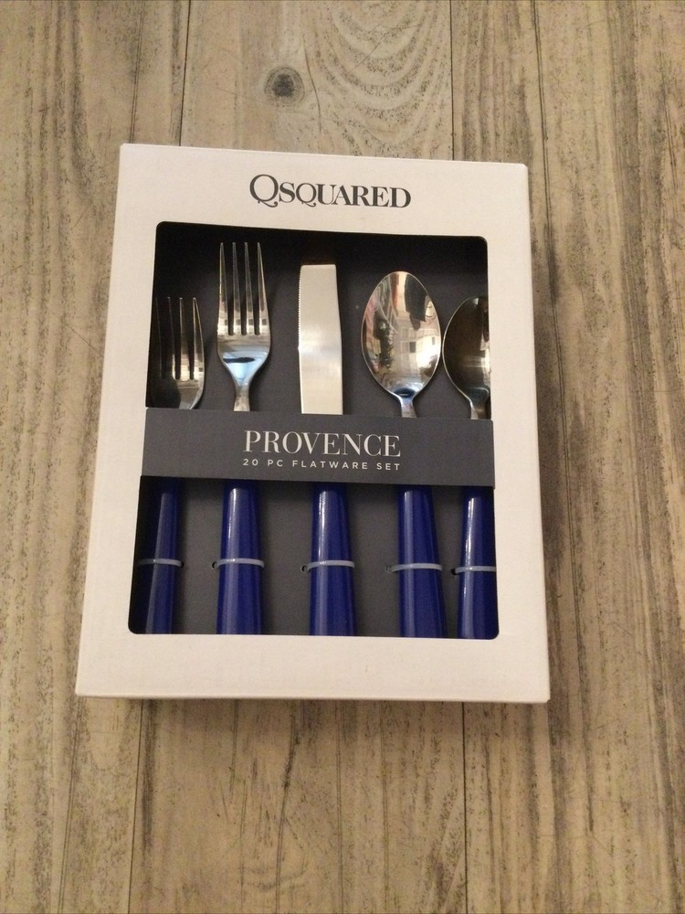 Qsquared Provence Blue 20 Pc Flatware Set
