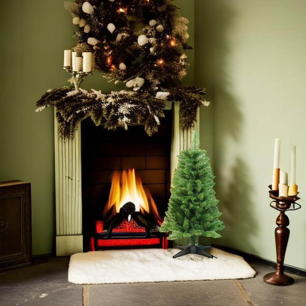 Stunning 3FT Artificial Pine Tree - 160 Tips & Warm White Lights for Festivity