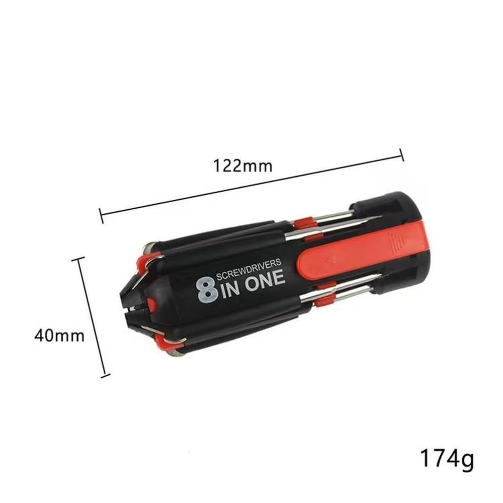 8-in-1 Multi-Function Screwdriver Set with 6 LED Flashlights, Assorted Bits