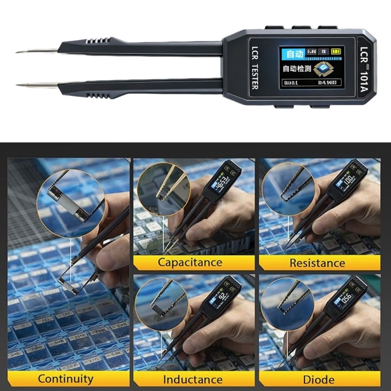 Professional Meter Electronic Testing Tweezer LCD Display Auto Recognition