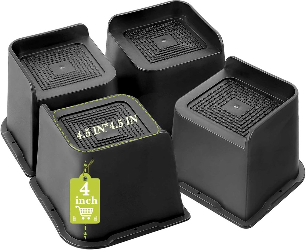 Multi-Purpose 4 Inch Bed Risers - Support Up to 6000 Lbs, Easy Installation