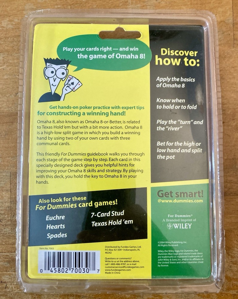 Omaha 8 For Dummies With 40 page Guidebook & Teaching Deck NEW SEALED