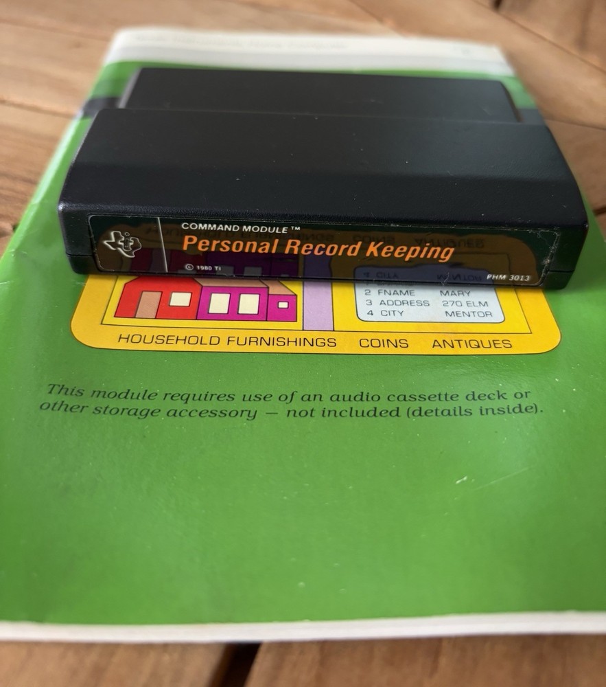 Personal Record Keeping for Texas Instruments TI99/4A Game & Command Module Book