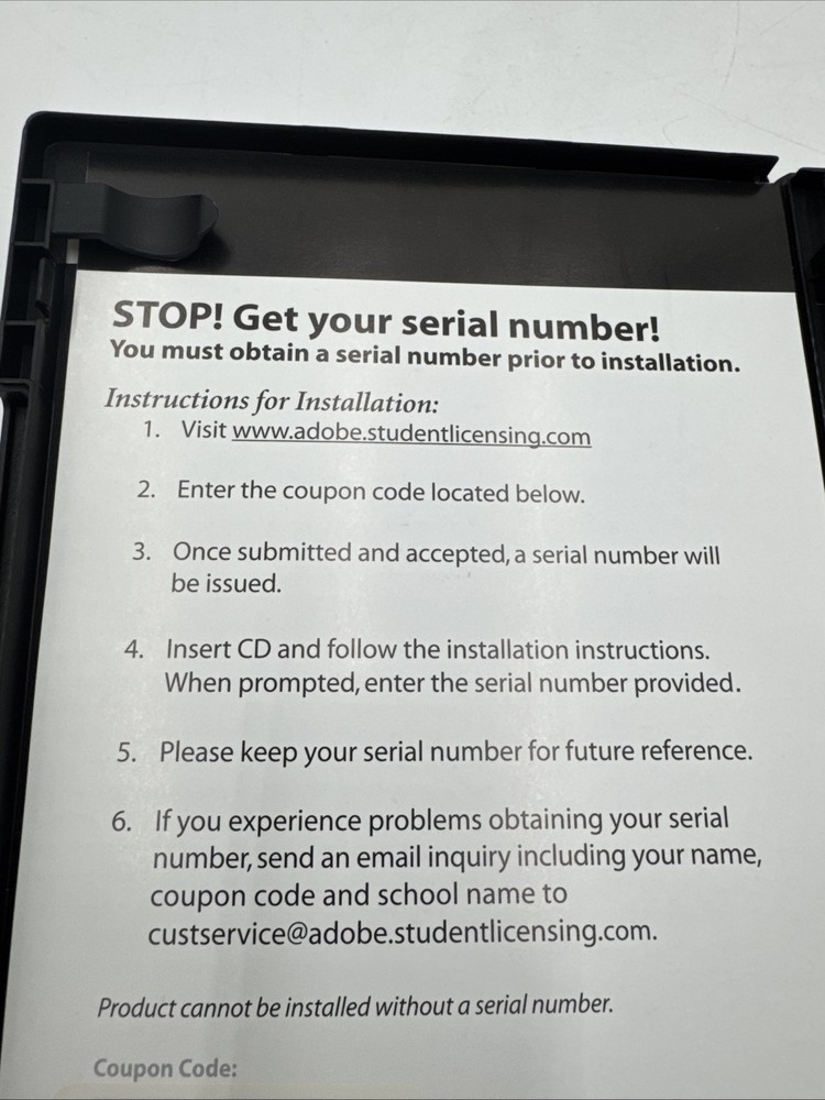 Adobe Creative Suite 3 Web Standard Student Licensing For Mac - No Serial Number