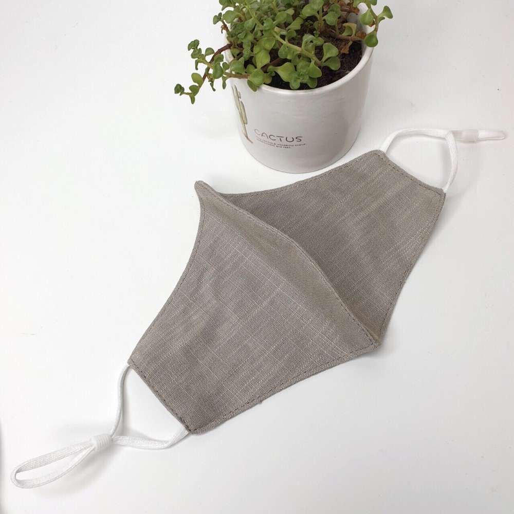 Double layers 100% linen face mask, better breathing, washable, reusable