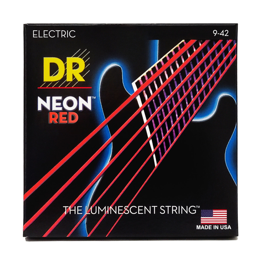 DR Strings Hi-Def NEON Red Electric Guitar Strings Light 9-42
