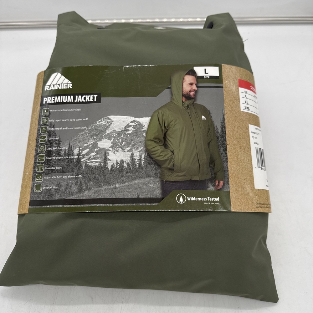 Men's Rainier Premium Jacket Waterproof Fully Lined Wilderness Tested Size Large