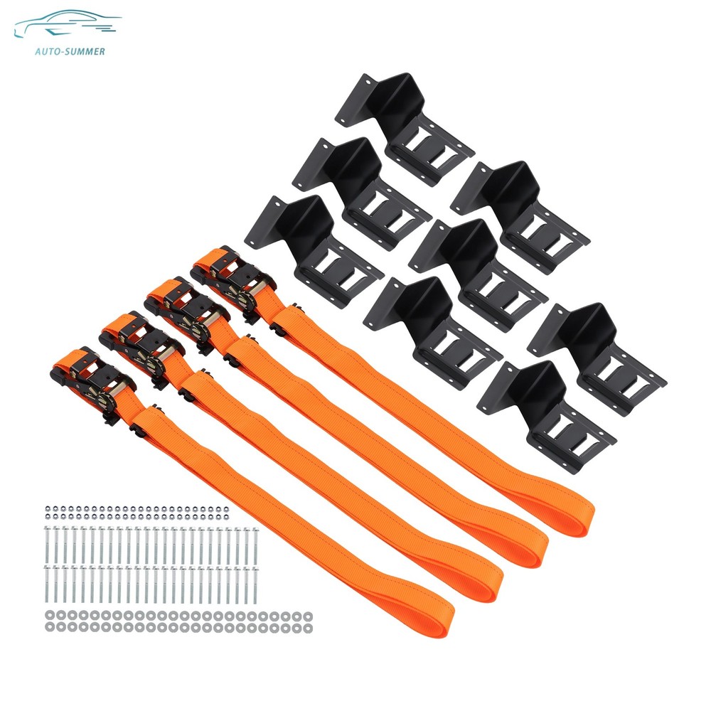 Wheels Chock Tie Down E Track System 9' Ratchet Straps For Trailer ATV Orange