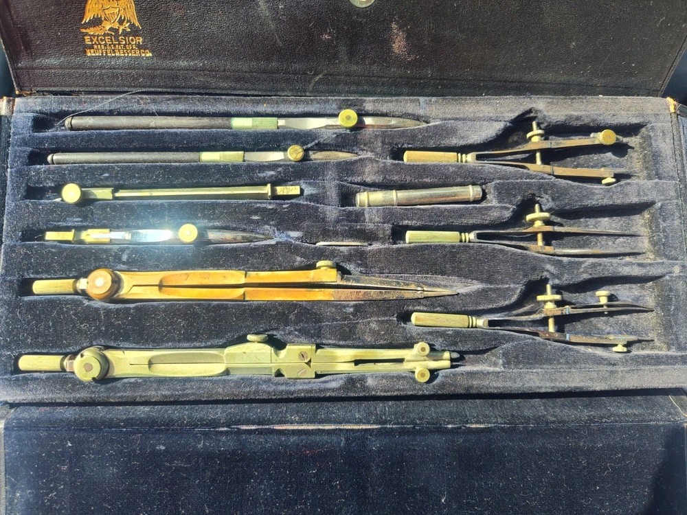 Antique Keuffel and Esser Excelsior Drafting Drawing Tool Kit Vintage K&E