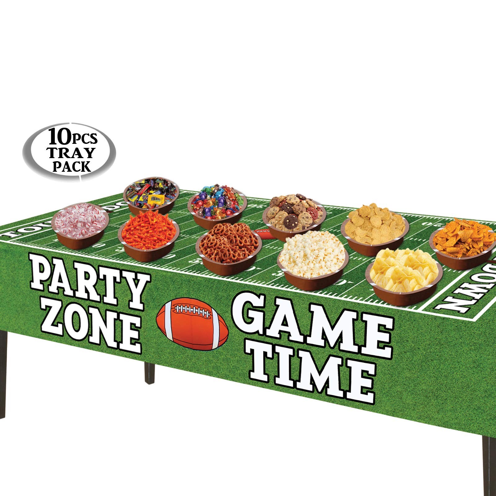 Anapoliz Football Serving Trays | 10 Pcs Plastic 12x7.5 Inches, Brown