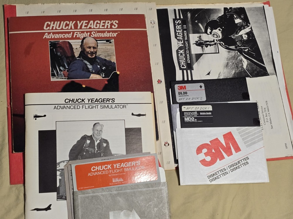 VTG Lot EA Chuck Yeager's Flight Simulator Tandy PC Computer 5.25" Disk AFT 2.0