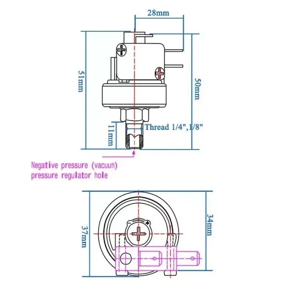 Air Pressure Switch 1/4 1/8 Vacuum Pressure Switch Adjustable Vacuum Negative