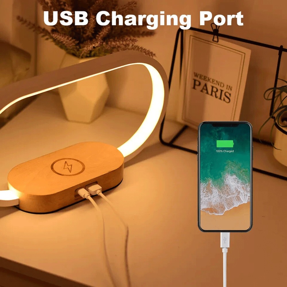 Rechargeable Bedside Lamp with Clock Touch Dimmable, 3 Color Temperatures